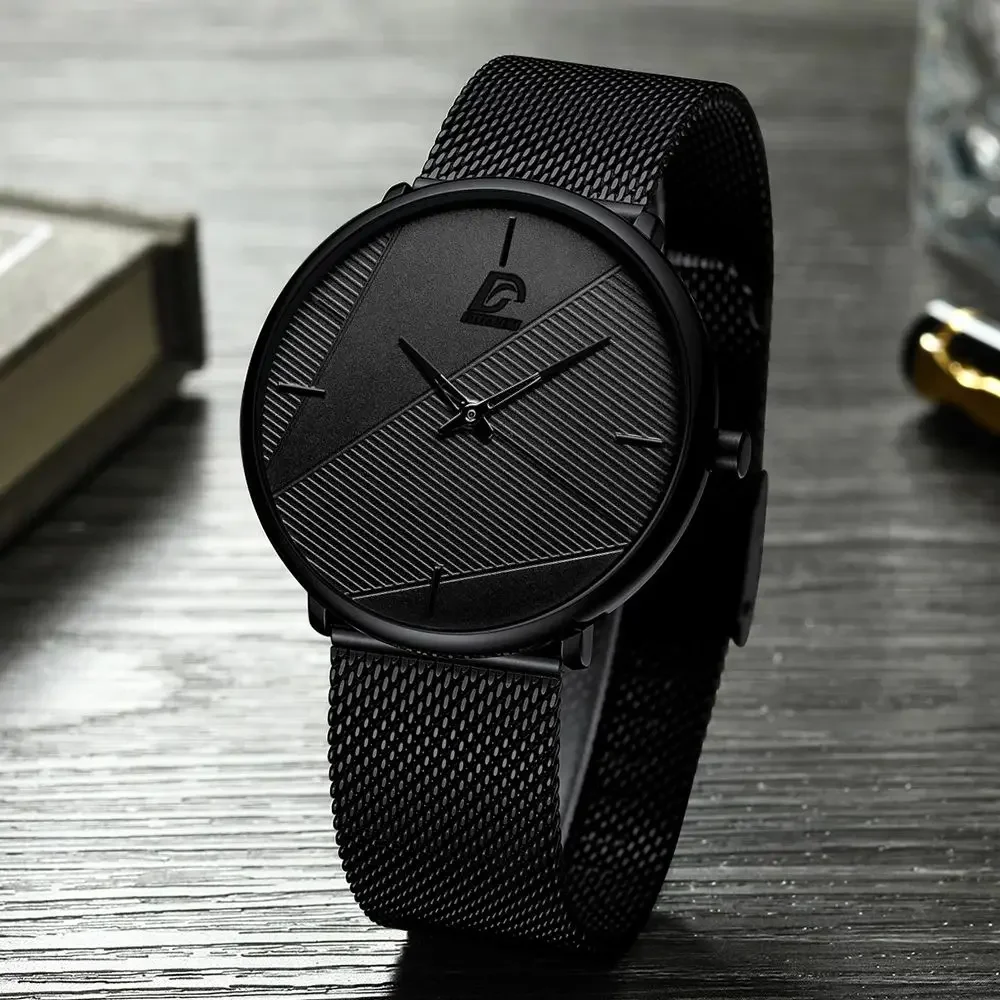 Internet celebrity wrist men's watch ultra-thin steel strip quartz watch European and American minimalist student watch