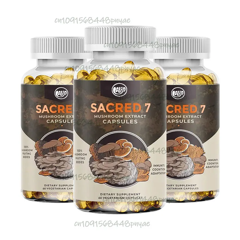

Sacred 7 Mushroom Extract Capsules - Lion’s Mane, Cordyceps, Reishi, Turkey Tail, Chaga, Maitake, and Shiitake