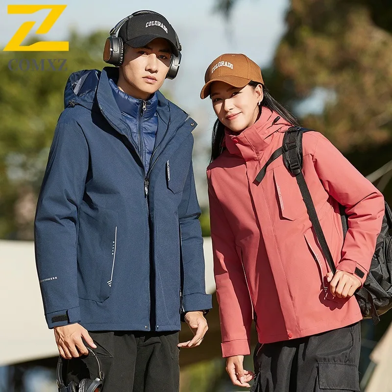 Men Outdoor Sports Windbreaker Winter Coat Thickened Cotton-Padded Jacket Waterproof Windproof Fleece Lined Thermal Outerwear