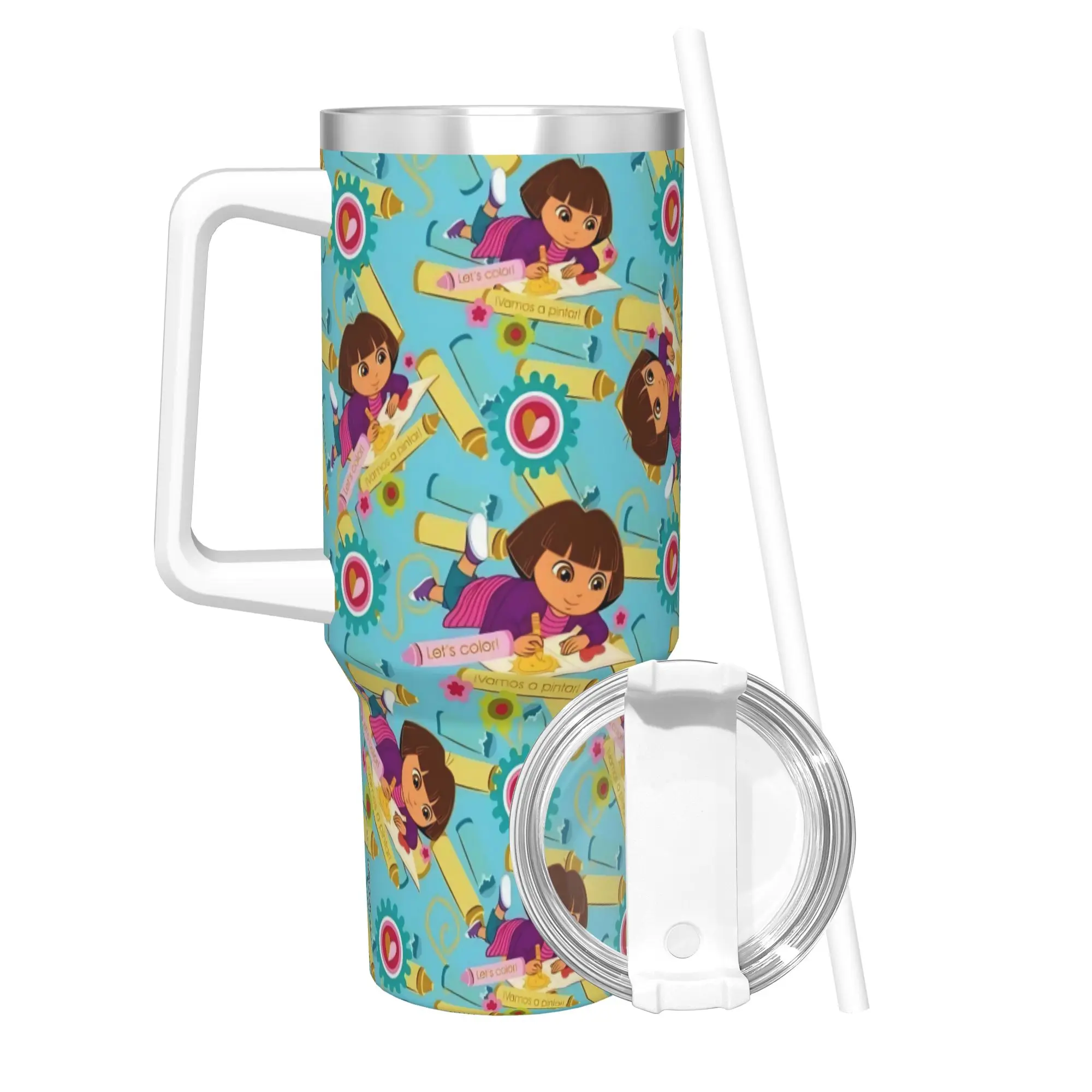 D-Doras The Explorers Tumbler With Straw  Stainless Steel Travel Mugs Double Wall Vacuum Insulated for Cold Or Hot 40oz