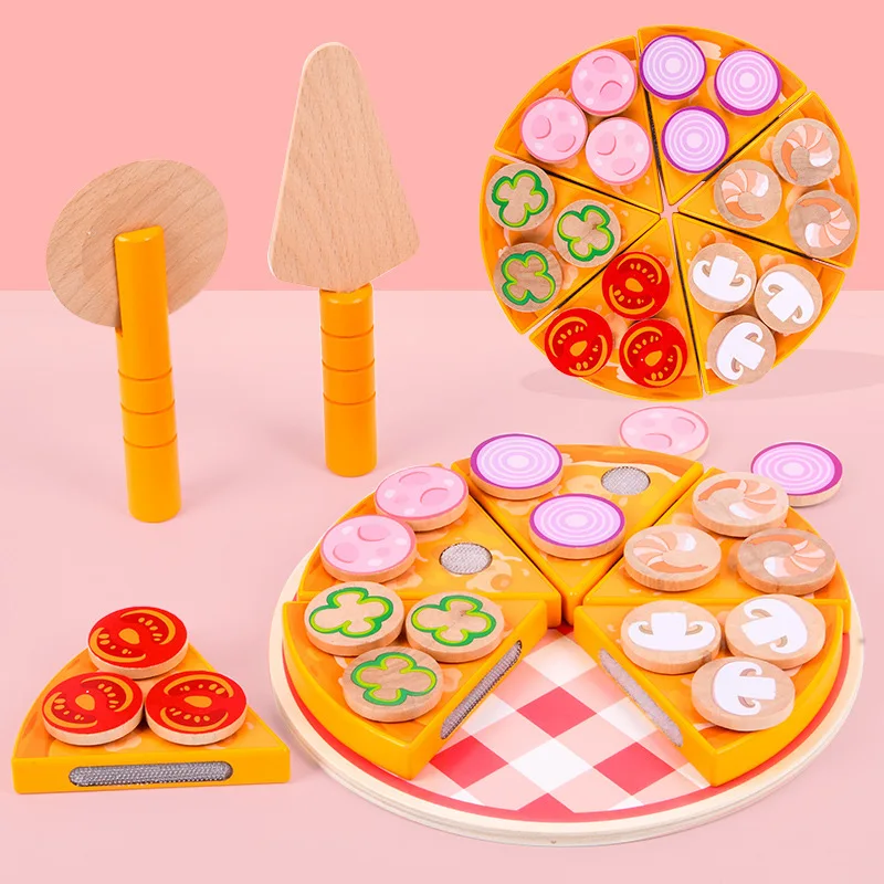 Children's puzzle toys wooden kindergarten playing house kitchen simulation fruits and vegetables pizza and joy
