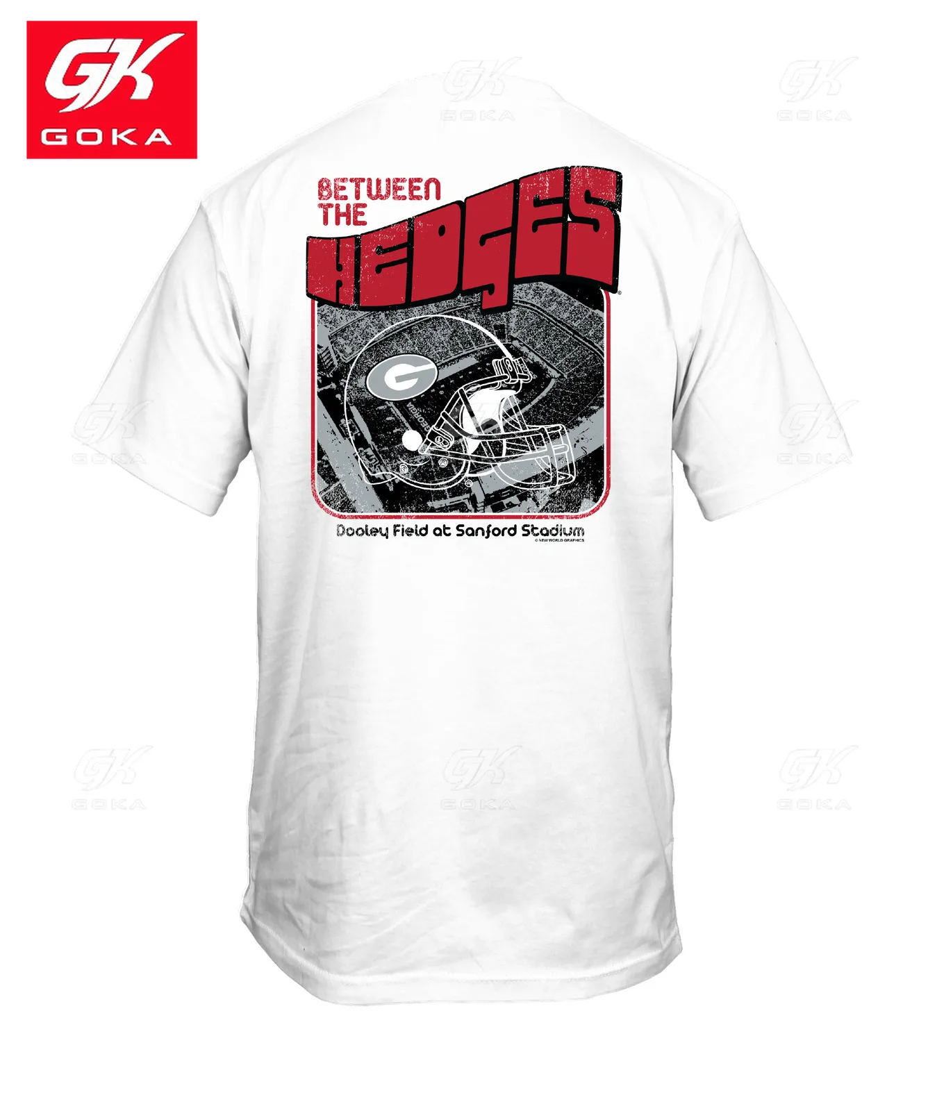 New World Graphics UGA Bulldogs Between The Hedges Helmet Retro Hunker Down Graphic Men Clothing Cotton Tee Vintage Printed Top