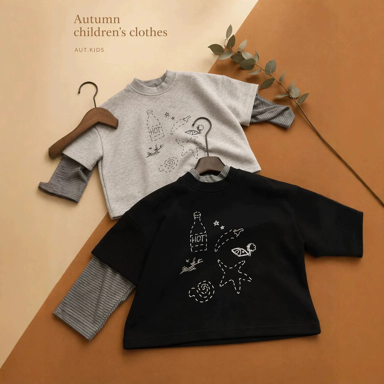Boys' Hoodie 2026 Autumn/winter New Children's Clothing Korean Style Boys and Girls Cute Printed Stitching Striped Sleeve Hoodie