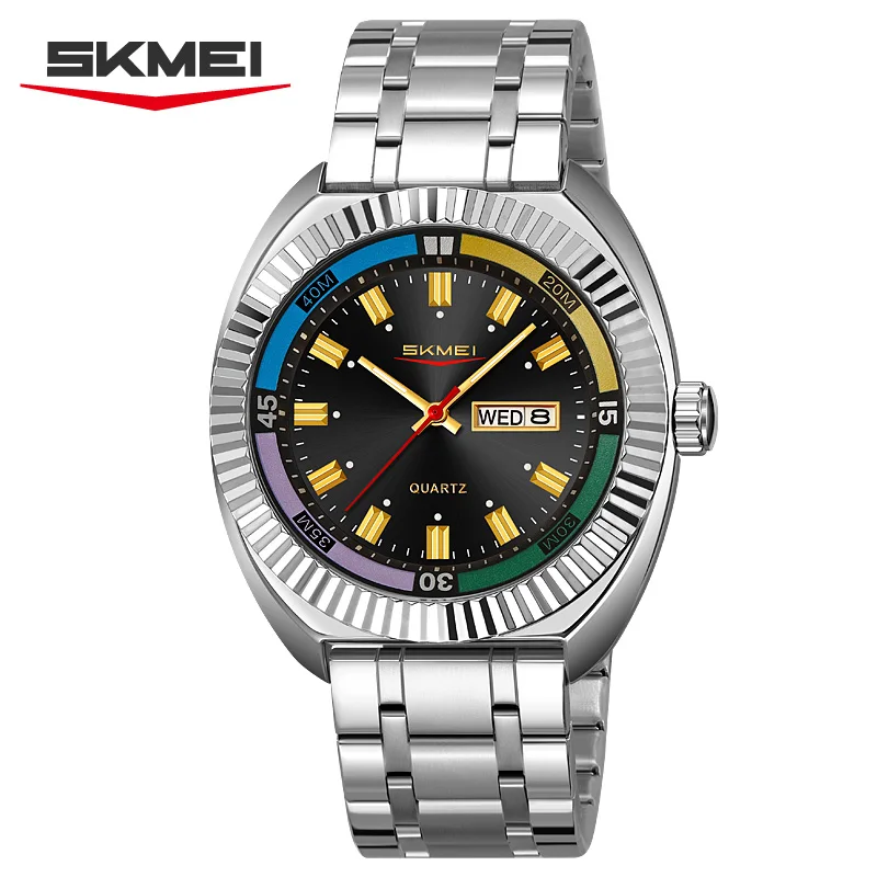 

SKMEI 9353 Часы Деловые мужские наручные часы Водонепроницаемые модные мужские роскошные кварцевые часы Секундомер из сплава нержавеющей стали