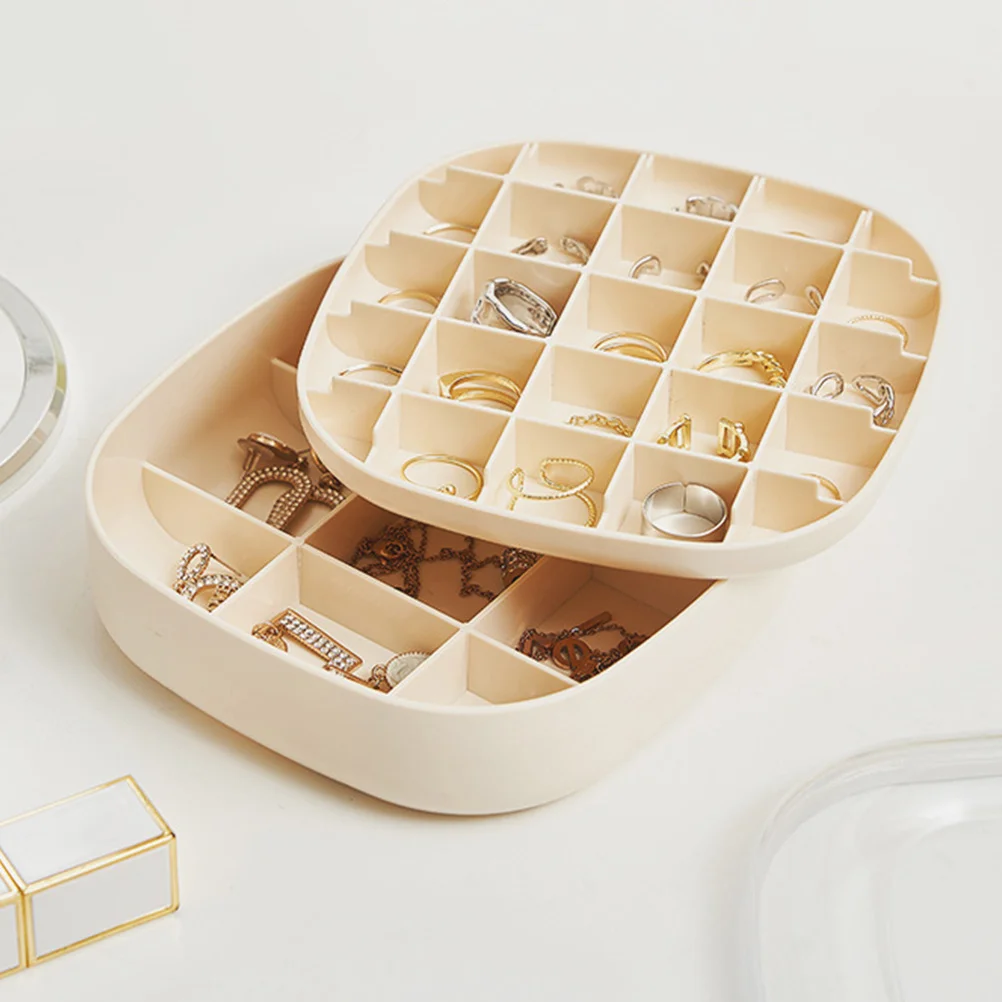

2Pcs Double Layer Jewelry Storage Organizer Box Necklace Bracelet Holder Travel Use Plastic Case Durable Practical
