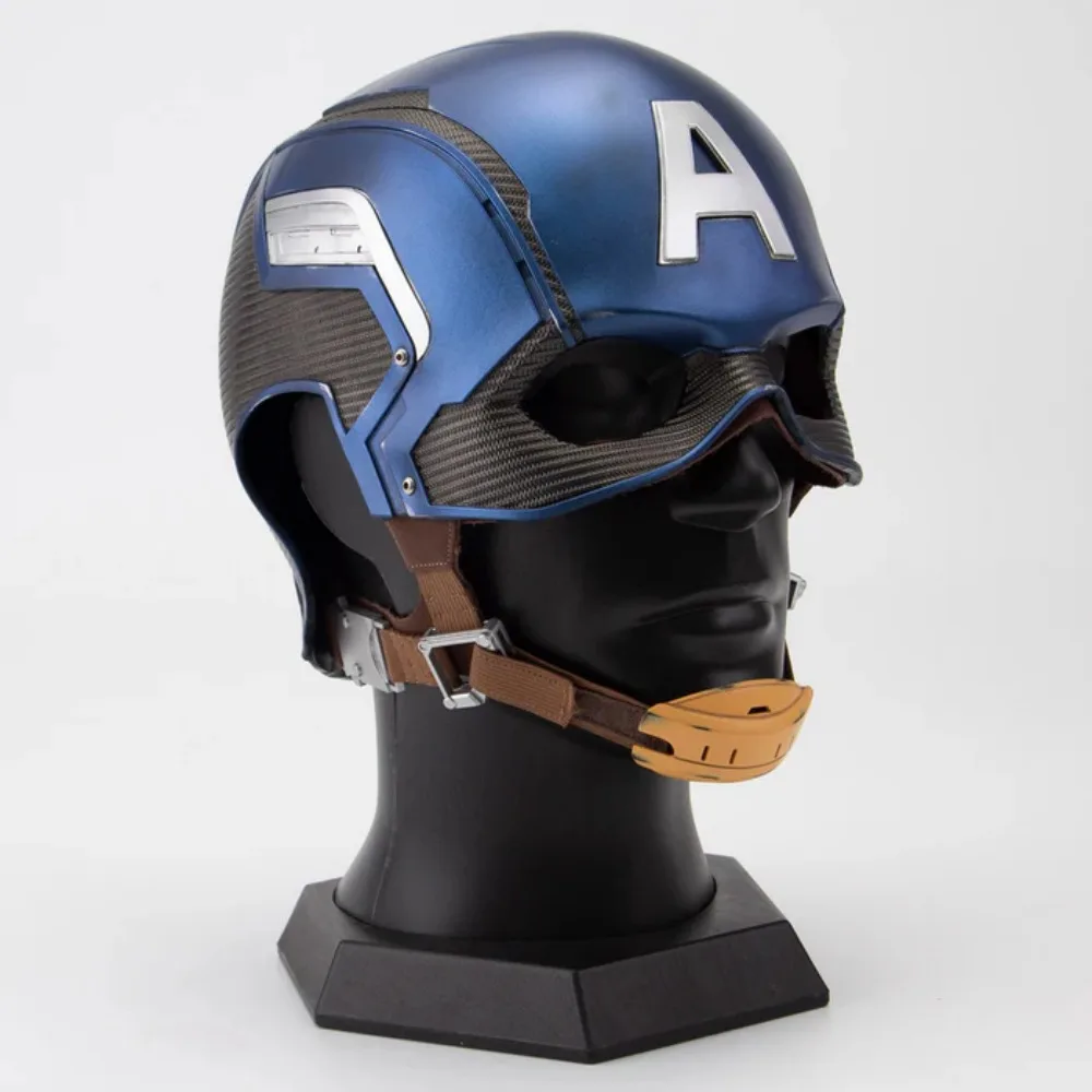 Marvel 1:1 Captain America Wearable Helmet, Genuine Leather Strap, Battle Damaged Mask, Halloween Cosplay Masks, Birthday Gift