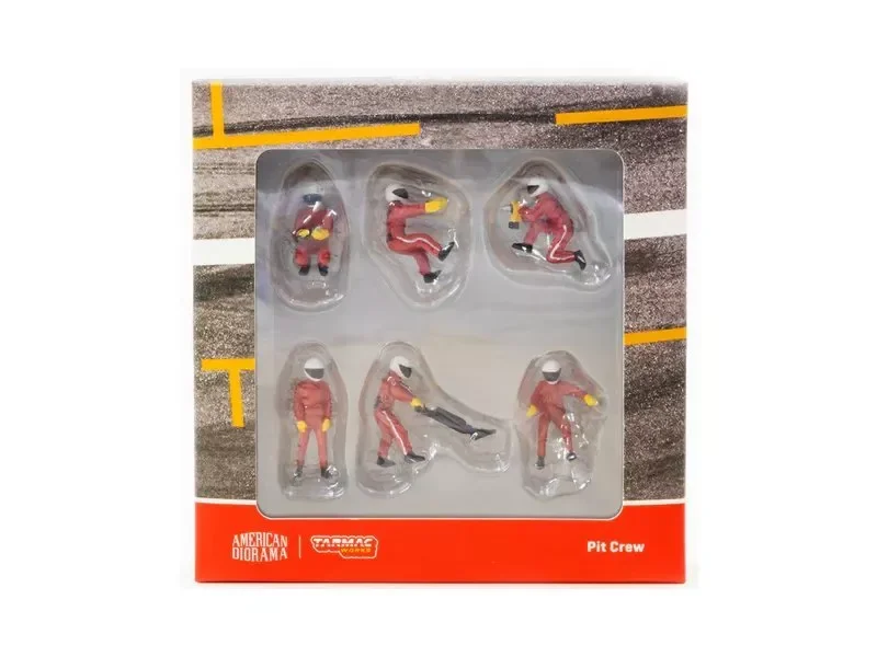 T64F-007-RED Tarmac Works 1:64 Figures Set Pit Crew Red Pit crew 6 body set