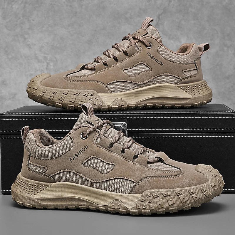 

New Men's Non-slip Work Shoes Fashion Four Seasons Comfortable Breathable Sneakers Outdoor Mens Wear-resistant Hiking Shoes 2025