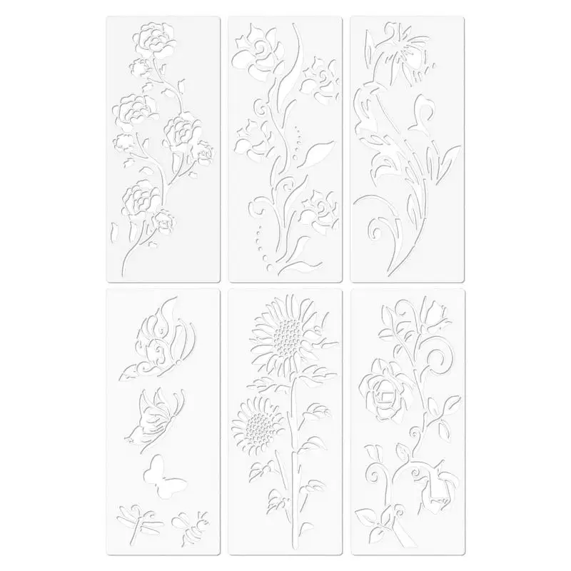 

Garden Fence Paint Stencils 6PCS Reusable Flower Stencil Spray Paint Crafts Stencils For Painting On Wood Furniture Art Crafts