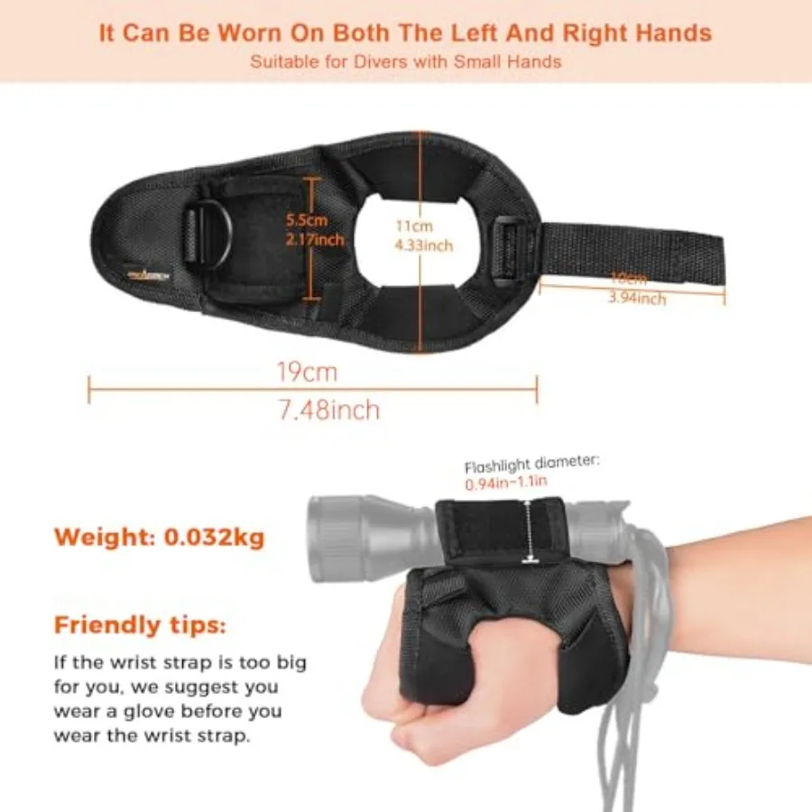 Diving Flashlight Glove Hands-Free Flashlight Holder Universal Adjustable Wrist Strap Scuba Dive Lights Accessories Not Include