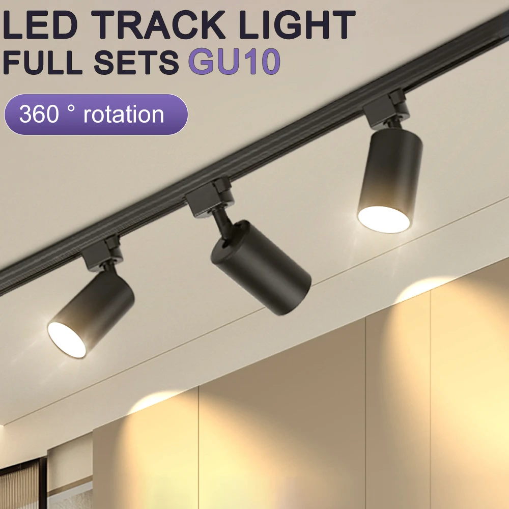 

GU10 Track Light Светодиодные прожекторы 110V/220V Track Rail Освещение для гостиной Декор Магазина одежды Потолочные прожекторы Полные комплекты
