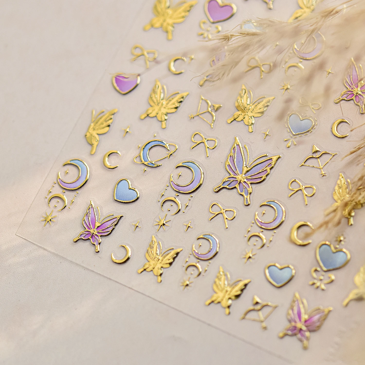 5D Metal Style Nail Stickers Flower Pop Hot Stamping Stickers Butterfly Nails Art Decorations Nail Accessories