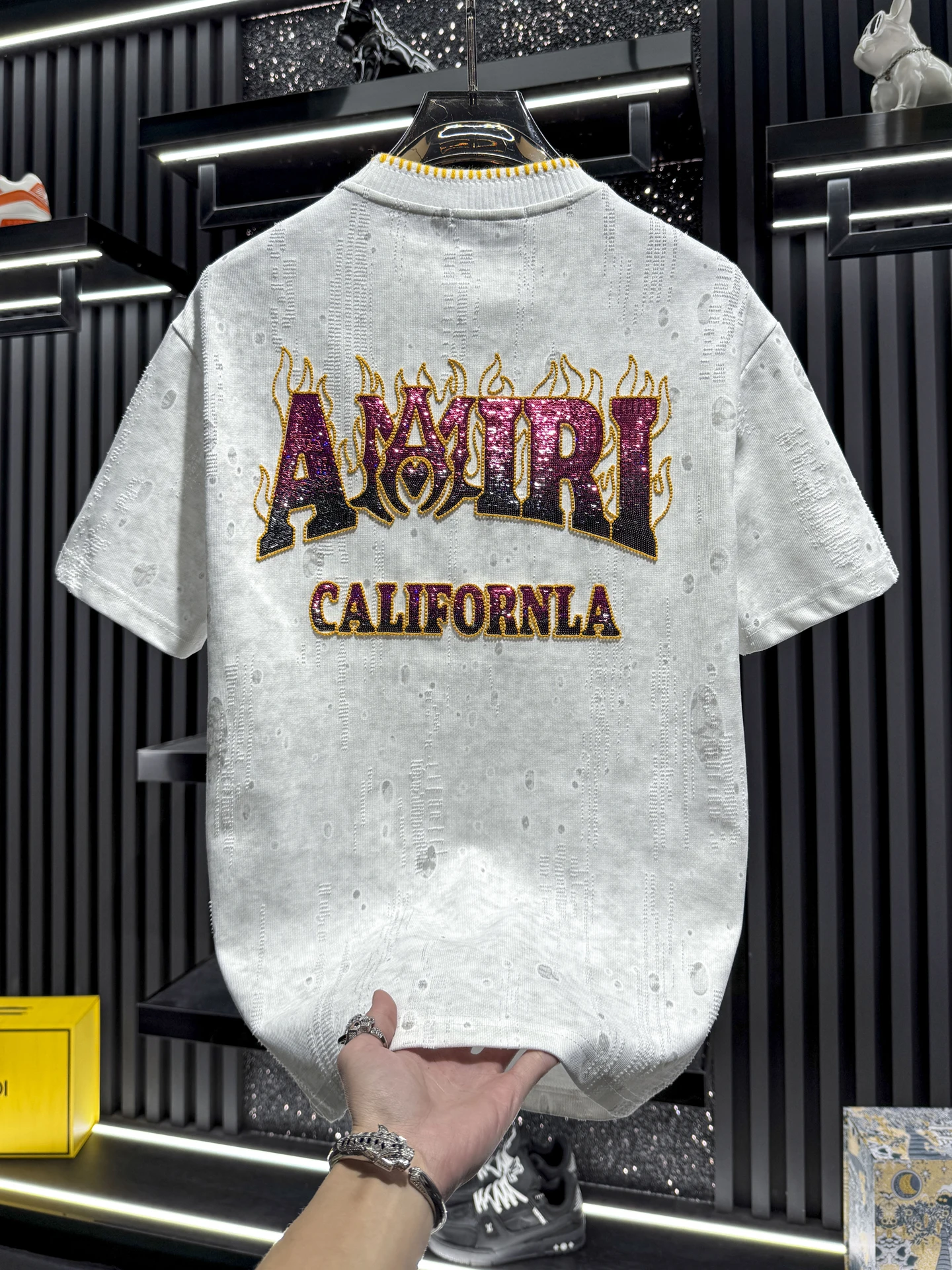 

Men's ort Sve T-irt Embroidered Beads Tie Dye Luxury Brand Summer Faionable Polyester Cotton Blend Breathable Soft