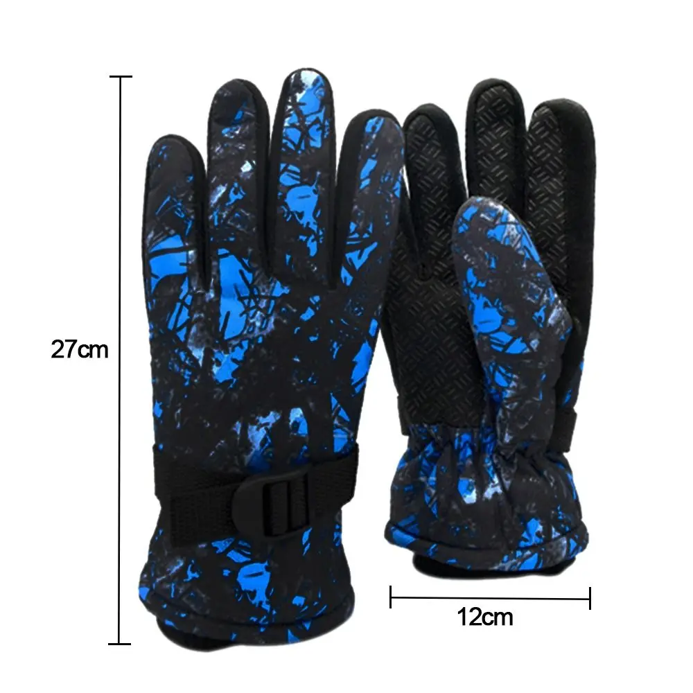 Printing Children Ski Gloves Keep Finger Warm Waterproof Thicken Mittens Winter Snowboard Snow Kids Gloves for Boys Girls