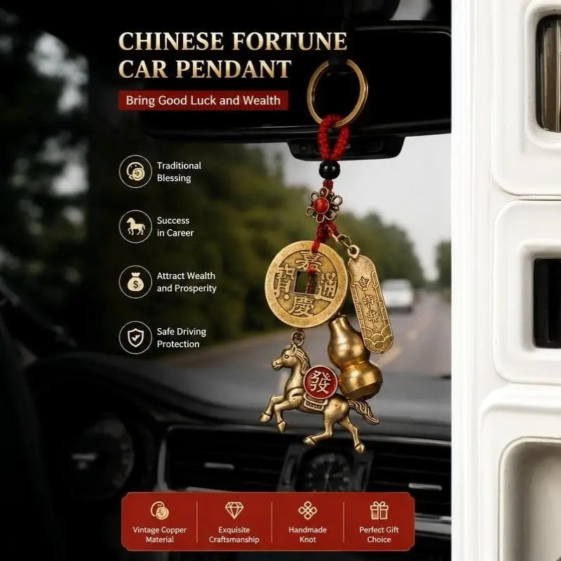 Hot Sale Year 2026 Horse Lucky Pendant Keychain Pi Xiu Feng Shui Wealth Key Ring Vintage Red String Knot Bag Charm Jewelry Gift