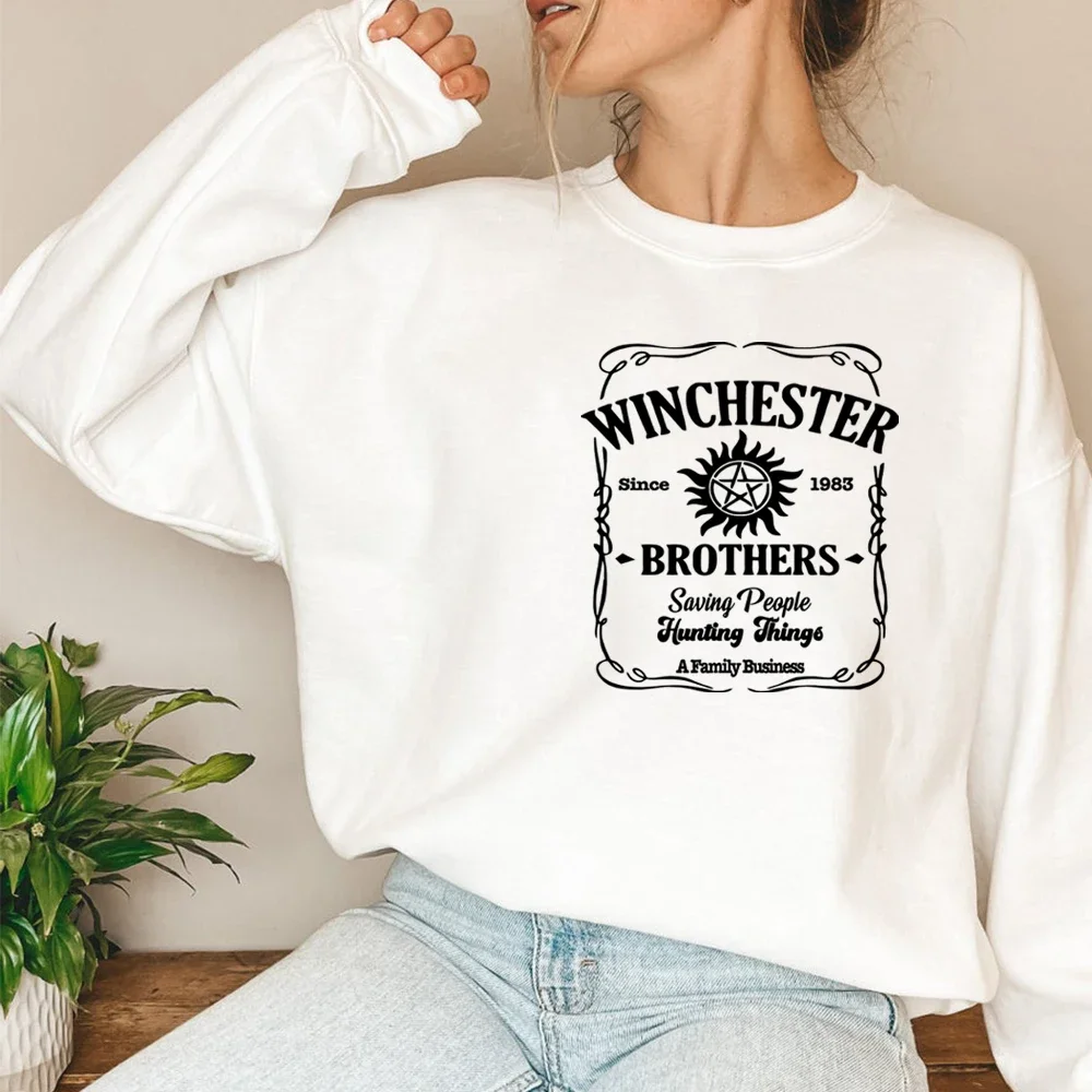 Vintage Supernatural Sweatshirt Sam and Dean Winchester Brothrs Hoodie Tv Show Supernatural Unisex Crewneck Sweathsirts Fans Top