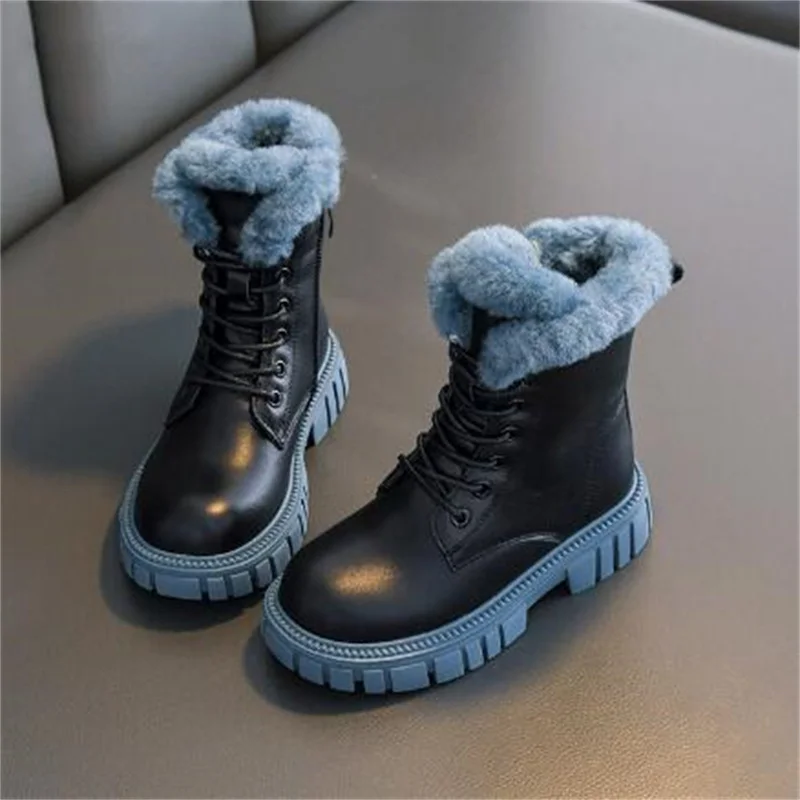 6-18y Korean Style Winter Fashion Boots For Girls Thick Warm Faux Fur Snow Boots Soft-soled Anti-slippery Fashion Boots Girls