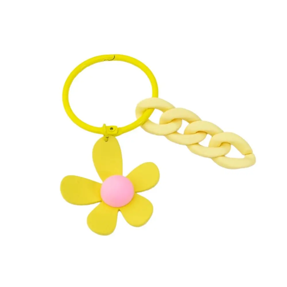 Cute Acrylic Flower Keychain Pendant Rope Decoration Bag Charm Accessories Bag Decoration Hanging Jewelry Pendant Keyring