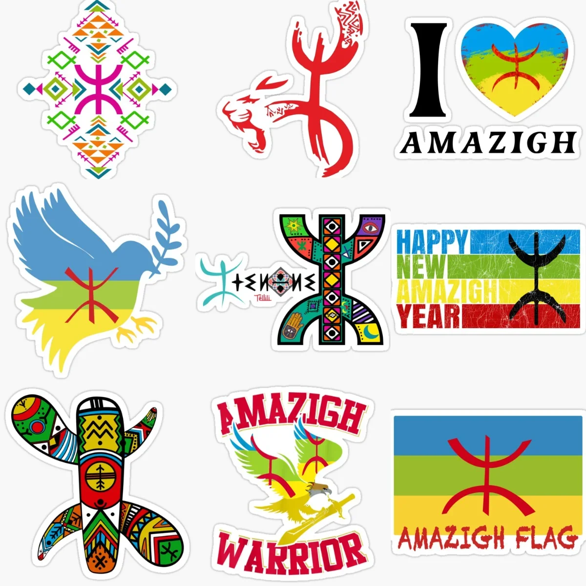 

Amazigh Berbers Flag Symbol Emblem Creative Car Stickers for Car Van Motorcycle Window Fridge Wall Decoration Accessories