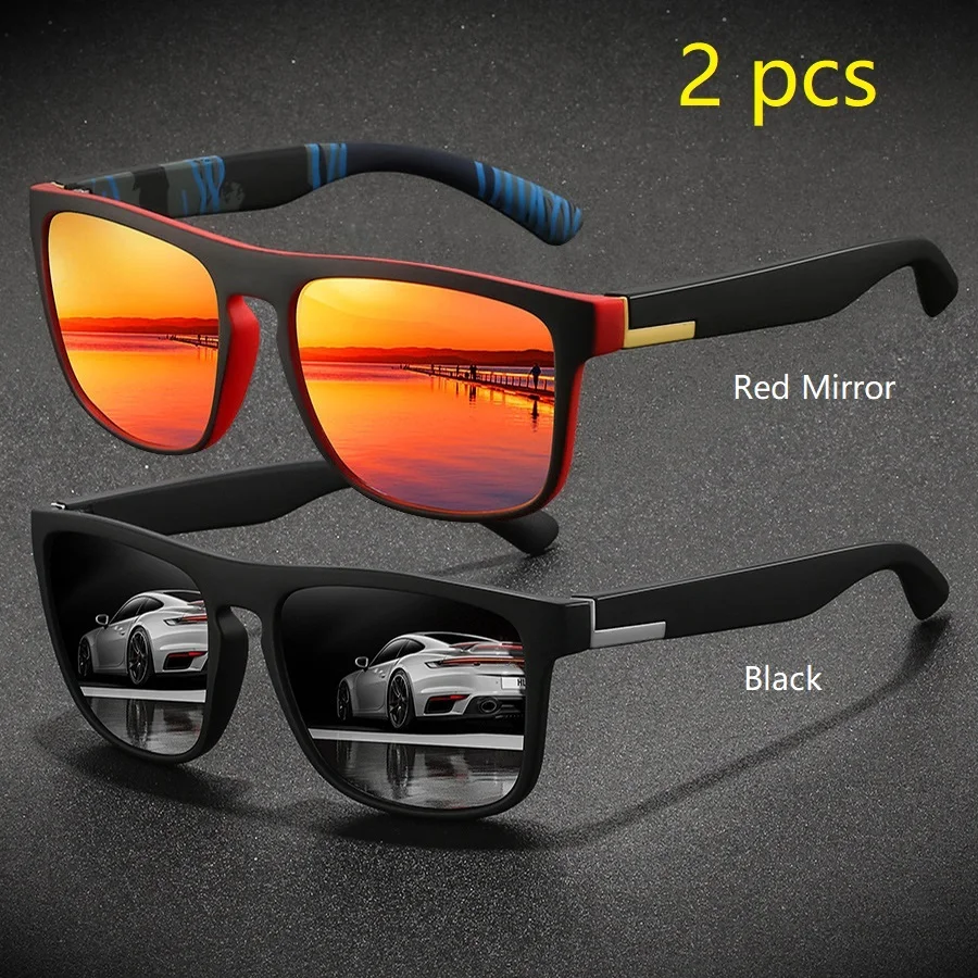 2-delige mode vintage vierkante sportzonnebril heren dames rijden vissen merk designer zonnebril retro man brillen UV400