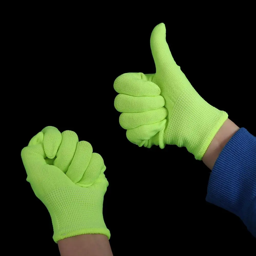 1 Pair Work Gloves Durable Fluorescent Gloves Anti-Slip Elastic Green Gloves Flexible Breathable Neon Glove Birthday Decor