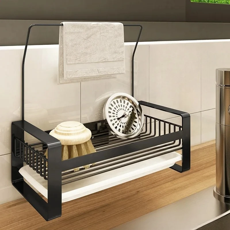 

Kitchen rack, rag storage and drain rack, grooved rag, detergent, dish towel storage rack