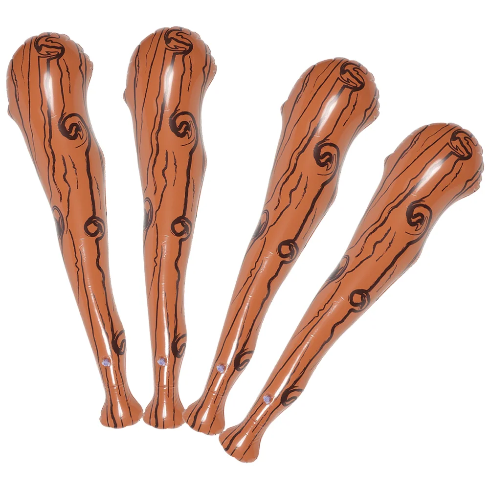 4 Pcs Inflatable Baseball Bat Bats Cheering Stick Sports Wooden Toy Party Props Pvc Supplies Child Fake
