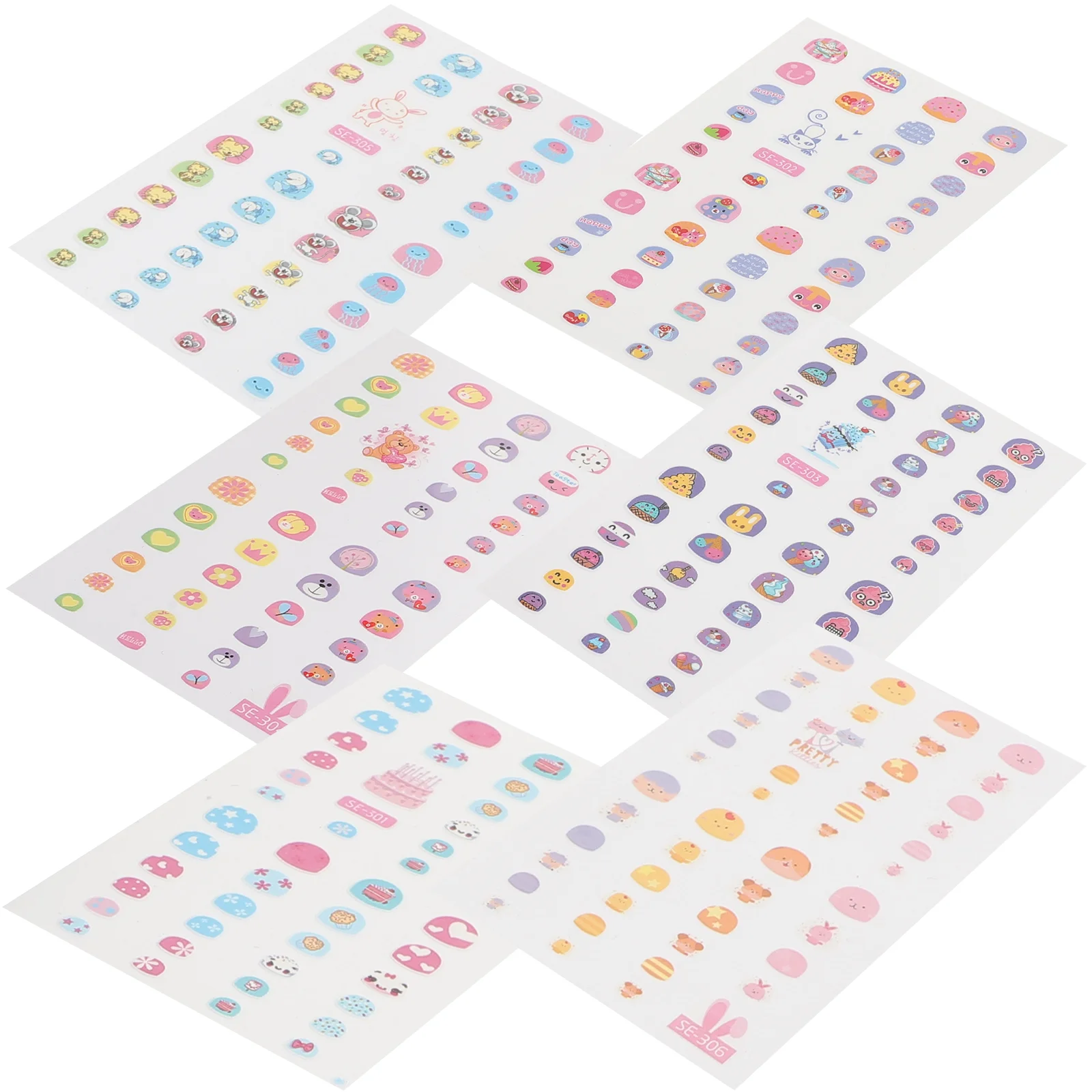 6 Pcs Stickers Nail Kids Manicures for Children Cute Fake Nails Cartoon Tool Infant