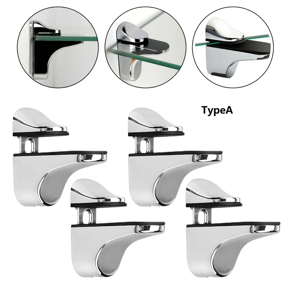 2/4pcs Glass Shelf Support Clamp Brackets Adjustable Shelf Clamp For Partition Board Office Desk Glass Plate Bracket Holder