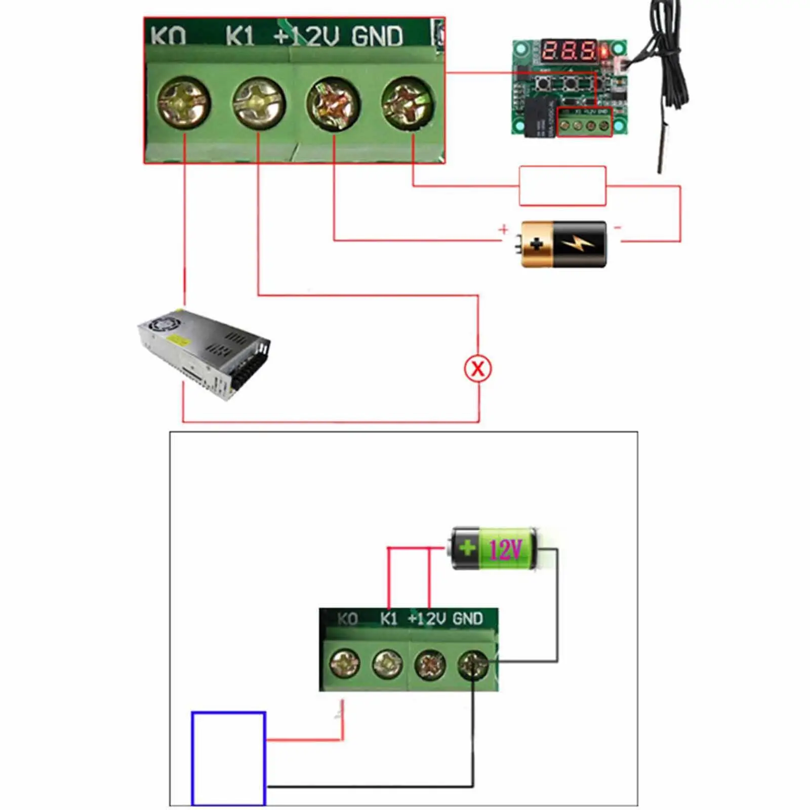 Electronic Temperature Temp Control Module Switch -w1209D DC12V 10A Easy to Install Digital Temperature Controller Board