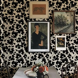 Retro Black And White Leaves PVC Wall Decor Peel And Stick Waterproof Leaf Vintage Wallpaper Furnit Cabinet PVC Contact Paper