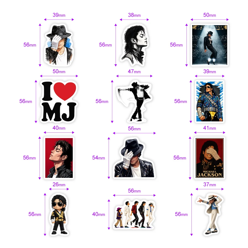 Michael Jackson King of Pop Aufkleber Vinyl Wasserdichter Aufkleber DIY Geschenk für Laptop, Handy, Gepäck, Flaschen, Scrapbook, Tagebuch, Bastelarbeiten – Detail 4