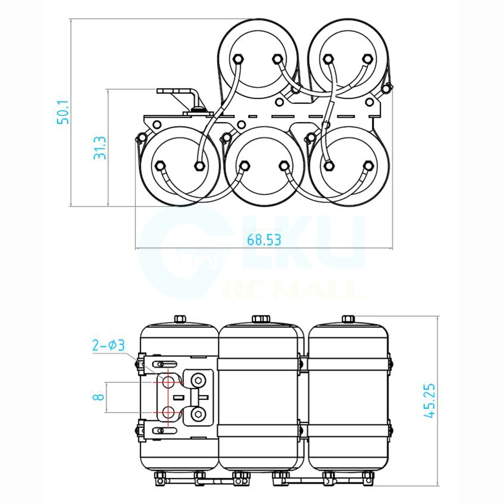 LESU G-6120 1/14 Modello di Camion Simulazione Metallo Serbatoio del Gas Accessori Tamiya Camion di Trazione Camion di Fango Modifica di Aggiornamento o FAI DA TE