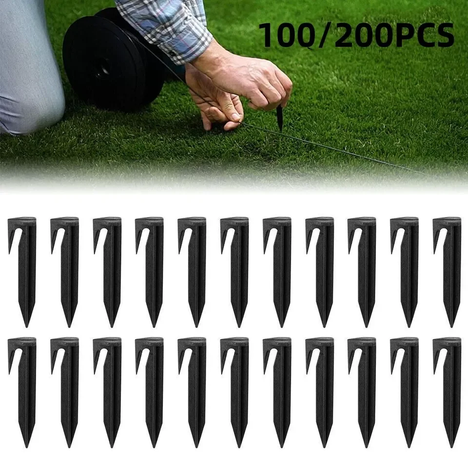 50/100/200Pcs Environment-friendly Plastic Ground Pegs Garden Lawn Mower Peg for Robotic Lawnmower Boundary Cable Accessories