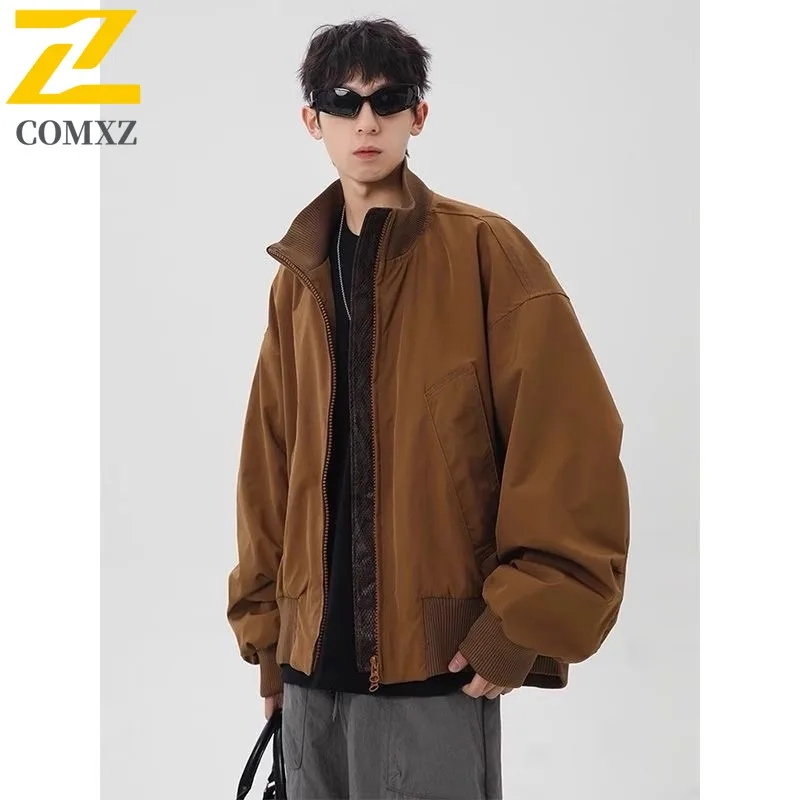 

Men Outdoor Sport Puffer Jacket Winter Quilted Cotton-Padded Coat Stand Collar Waterproof Windproof Thermal Outerwear Streetwear