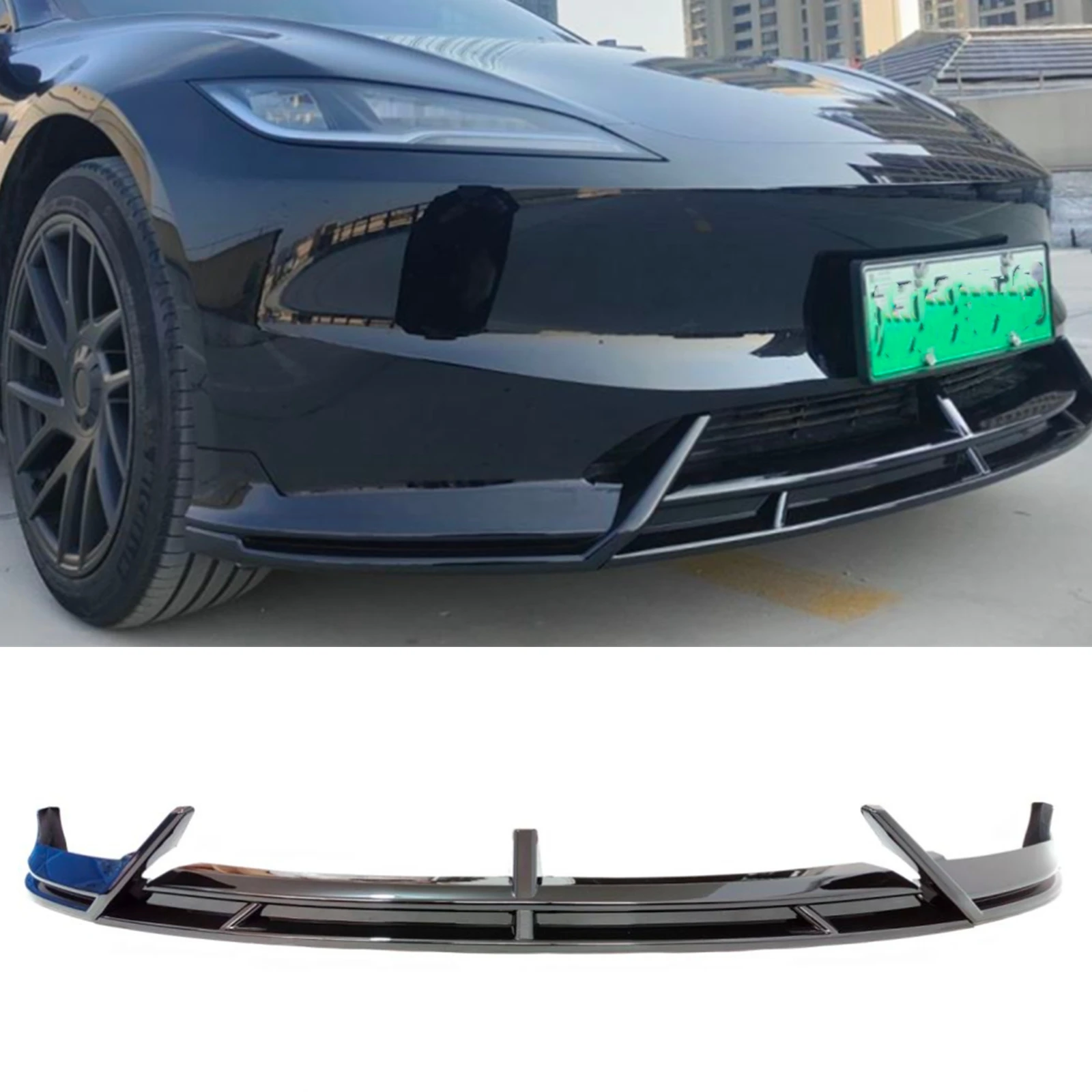 

Front Bumper Spoiler Lip For Tesla Model 3 2017 2018 2019 2020 2021 2022 2023 Gloss Black Lower Splitter Body Protector Blade