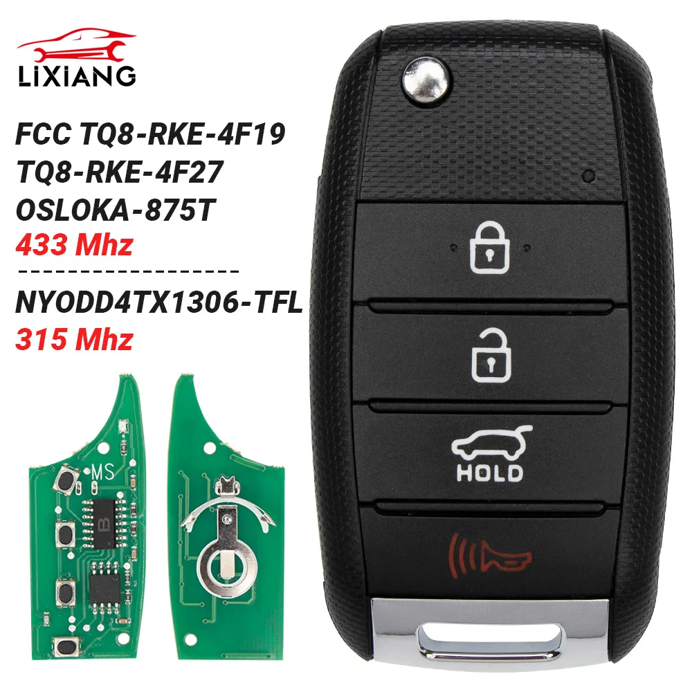 

Remote Head Key Flip Folding Smart Key Replacement for 2019-2021 Kia Sedona FCC TQ8-RKE-4F19/4F27 434Mhz NYODD4TX1306-TFL 315MHZ