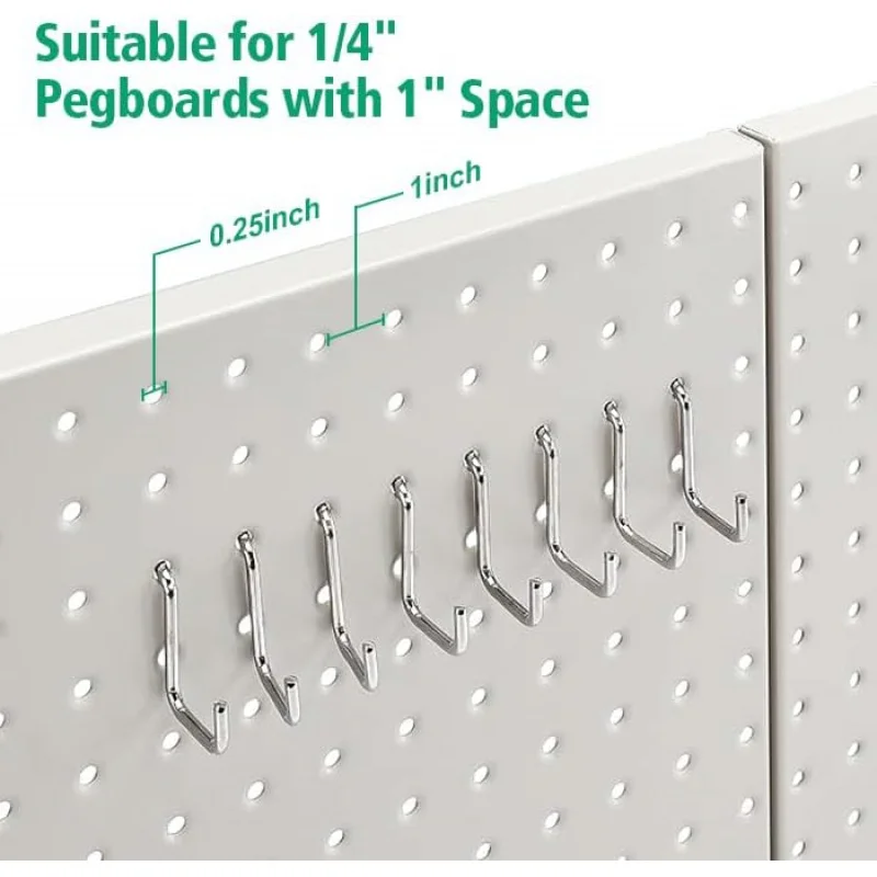 Rectangular Metal Pegboard Kit, Rust and Scratch Resistant - 48 Pieces, Gray