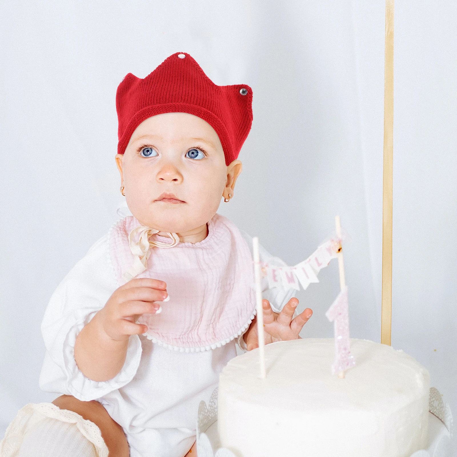 

Birthday Crown Hat Knitted for Baby Girls Kids Party Decorative Headpiece Fashionable Lightweight Soft Hair Accessory Eye