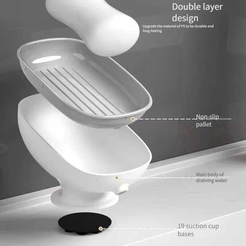 Soap Storage Box – PS Material, Uncovered, Double-Layer with Drainage Plate, Detachable 5