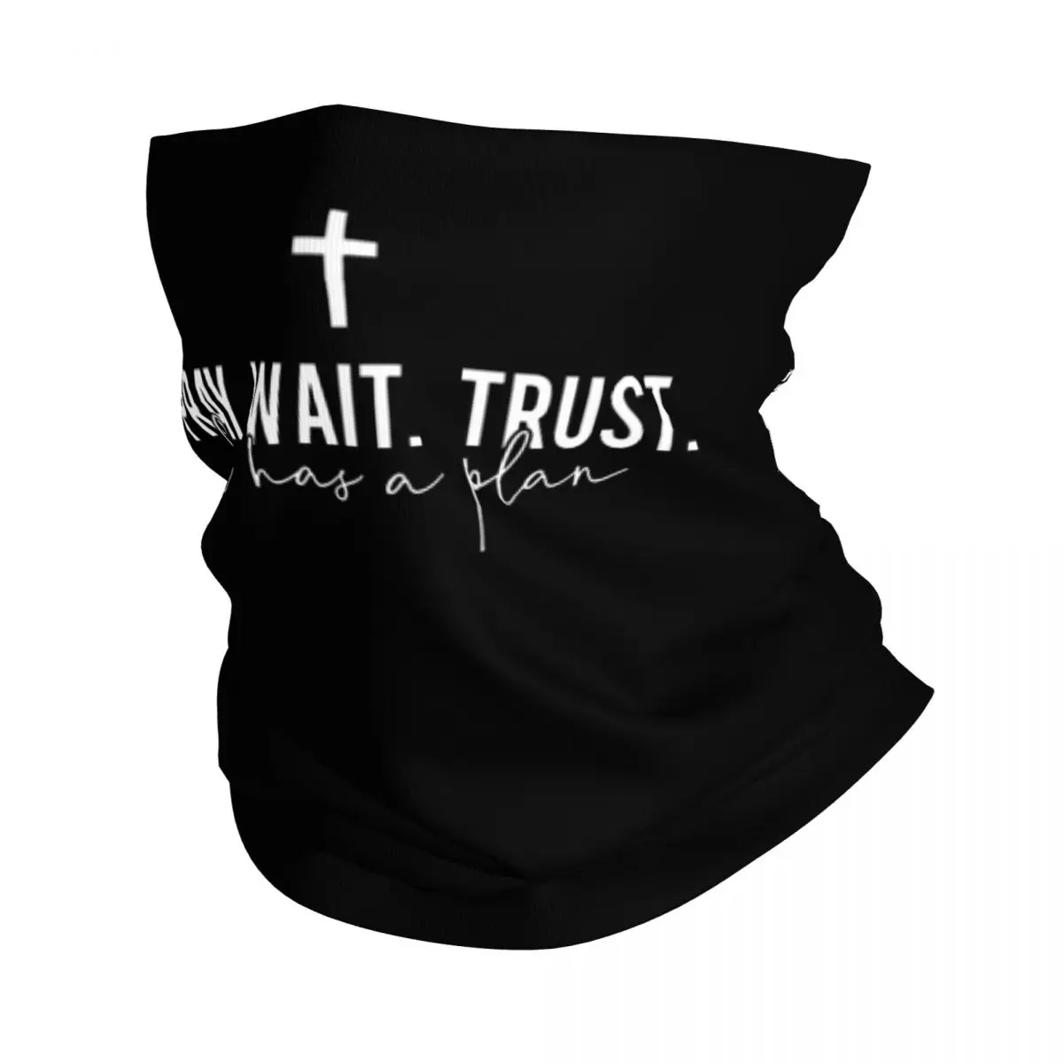 Custom Pray Wait Trust Bandana Neck Gaiter for Hiking Running Wrap Scarf Jesus Christian Quote Headband Warmer Face Scarf Cover