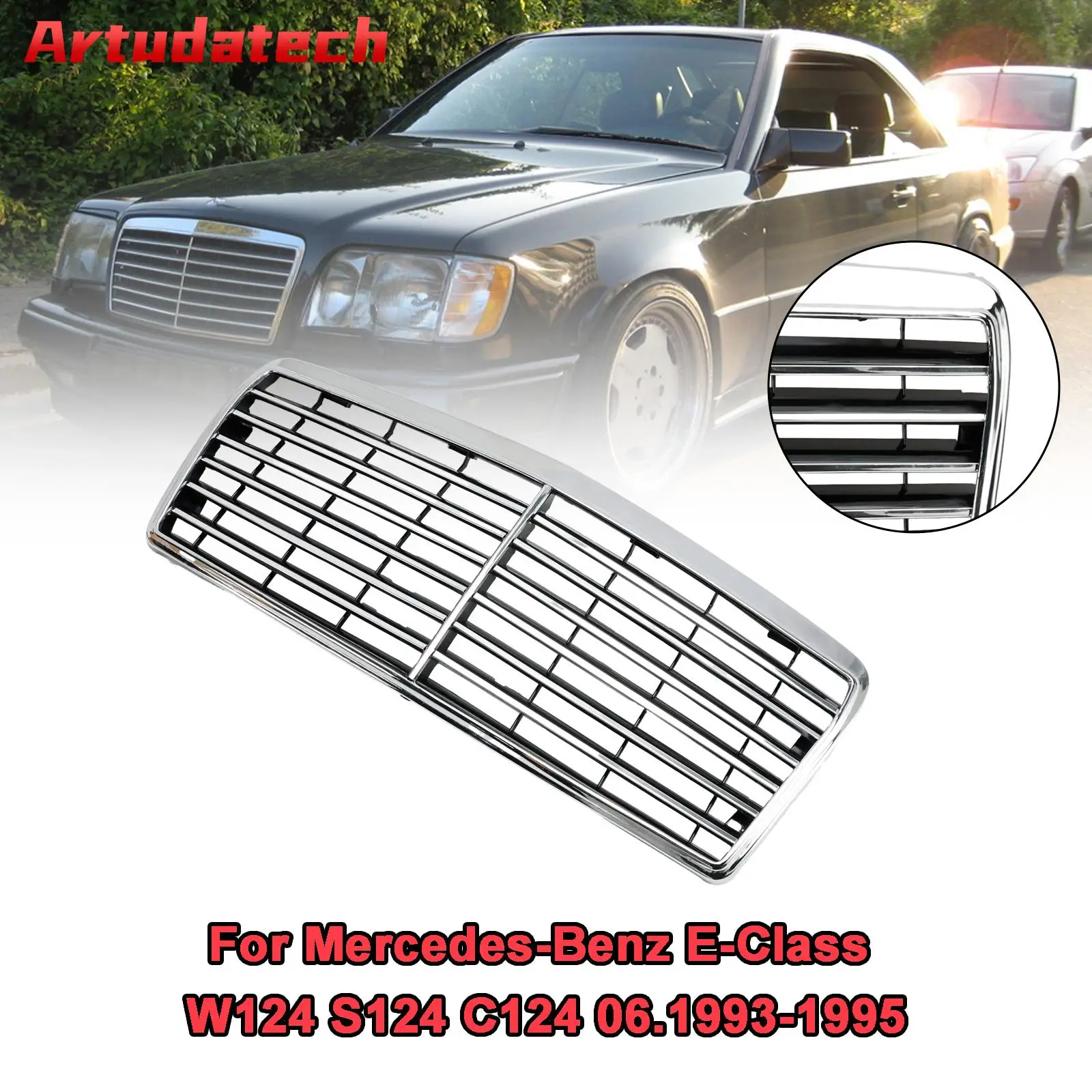 Artudatech Front Bumper Grille Grill Fit for Mercedes-Benz E-Class W124 S124 C124 1993-1995