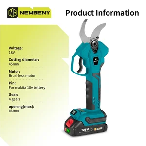 NEWBENY-Pruner elétrico sem escova, cisalhamento eficiente, tesoura de jardim recarregável, embelezar ferramentas elétricas para bateria Makita 18V, 45mm, 4 engrenagens 12 principais vendas alicate multiuso makita - №12
