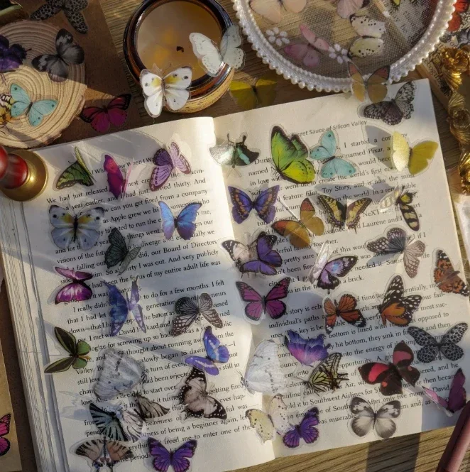 Card Lover 40 Pcs Butterfly Garden Series Waterproof Vintage Stickers Paper Scrapbooking Material