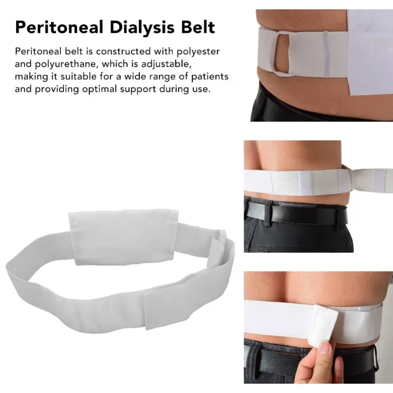 Peritoneal Dialysis Catheter Belt Tube Holder with Bag Pocket Adjustable Peritoneal Tube Protection Rubber Band for Patients