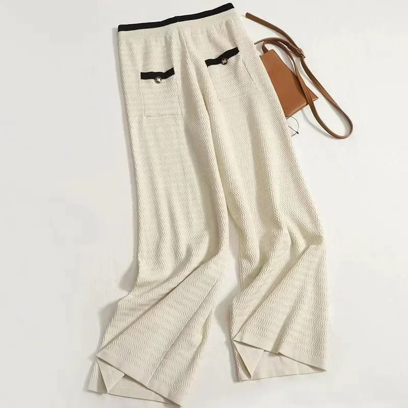 

Korean Fashion Women Sweater Pant Set Casual Cardigan Suits Spring New Long Sleeve Knitted France O-neck Elegance Tops Y2k