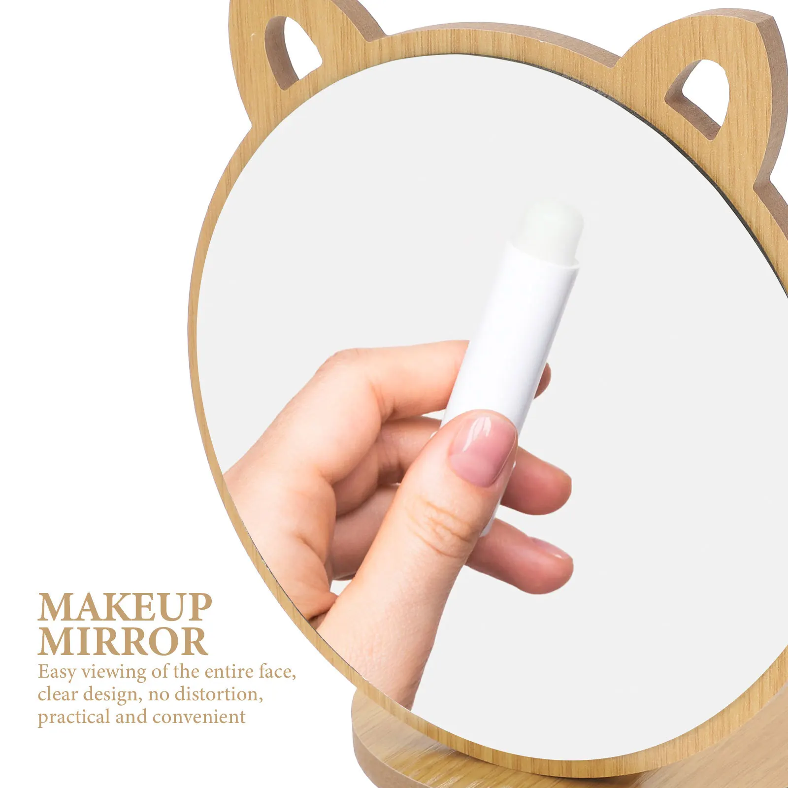 Tisch-Make-up-Spiegel aus Holz für Mädchen, tragbarer Kosmetikspiegel mit kompaktem Design für Schlafzimmer-Schreibtisch-Dekoration