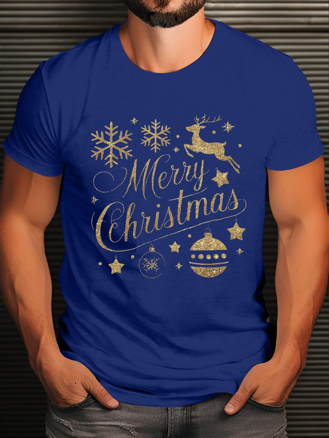 Merry Christmas Snowflakes pattern design-100% cotton summer O-neck short sleeve casual printed men's T-shirt.