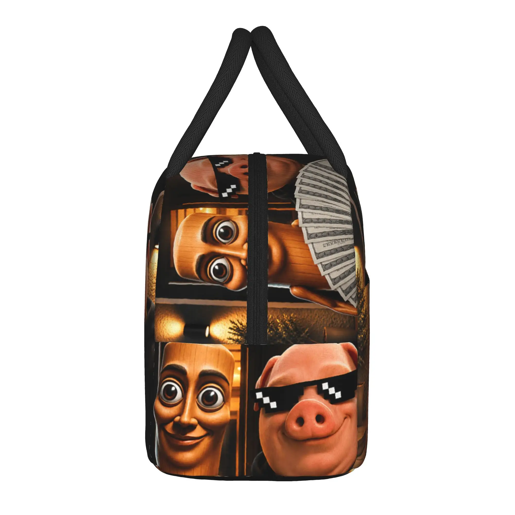 Unexpected Front Door Visitor John Pork Tung Sahur AI Meme Lunch Bag Leisure Lunch Box School Thermal Lunch Bags For Women
