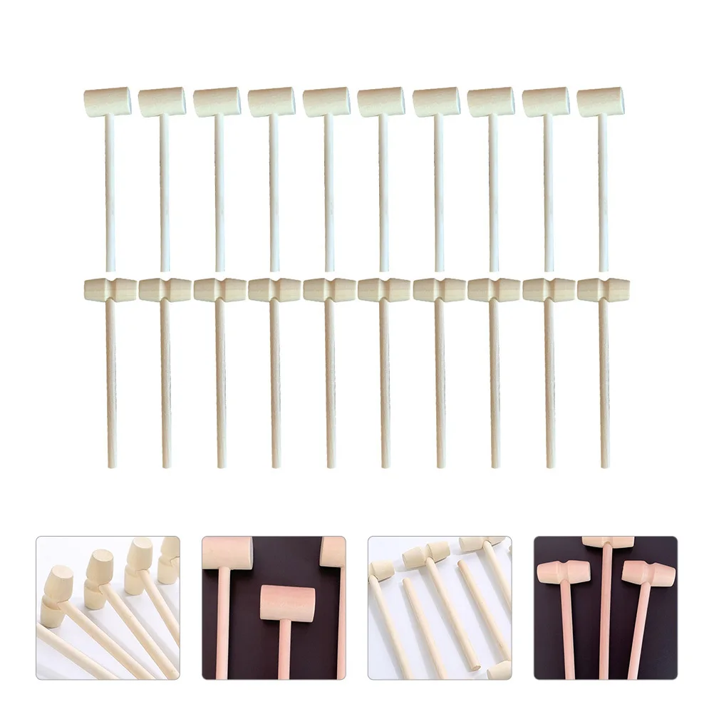 Martillo de madera Natural para niños, Mini mazos suaves y seguros para manualidades Diy, herramientas manuales para juegos de Pascua, 20 Uds.
